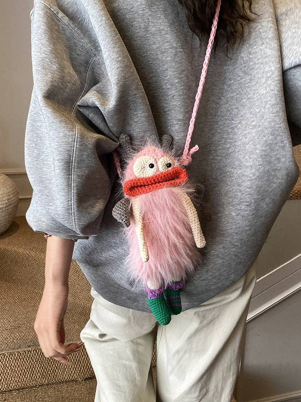 Crochet Big Mouth Elf Bag: Pink