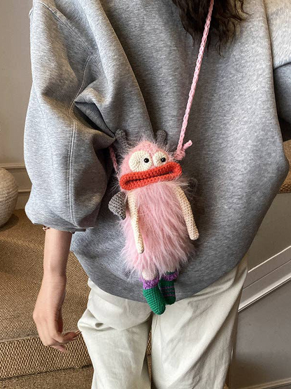 Crochet Big Mouth Elf Bag: Pink