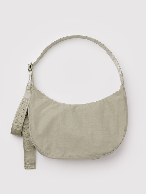 Medium Nylon Crescent Bag: Celadon