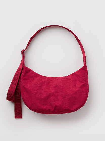 Medium Nylon Crescent Bag: Cherry