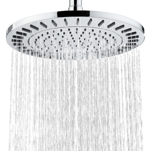 Bright Showers Waterfall Shower Head with Adjustable Angle and Anti-clogging Silicone Nozzles,9 inch