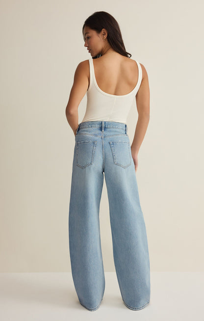 Remi High Rise Bowed Wide Denim - Cove