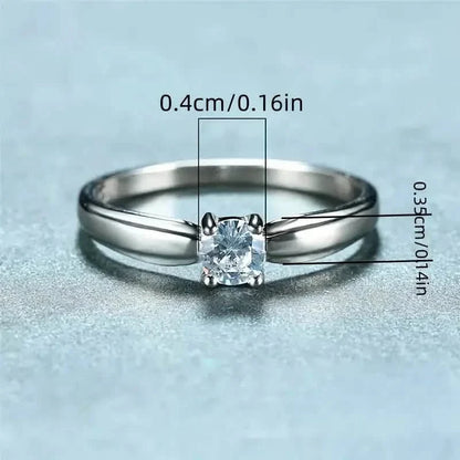 Classic 4-prong Set Round Zirconia Ring For Women