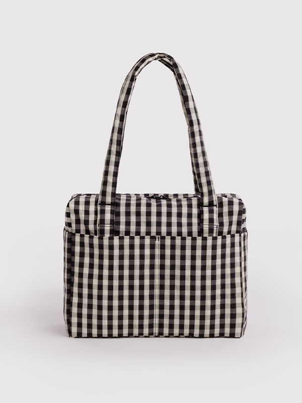 Small Cloud Carry-On: Black and Cream Gingham