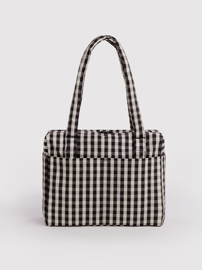 Small Cloud Carry-On: Black and Cream Gingham