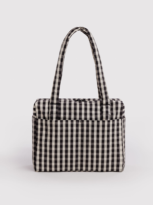 Small Cloud Carry-On: Black and Cream Gingham
