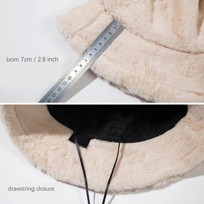 Cow Print Faux Wool Plush Bucket Hat