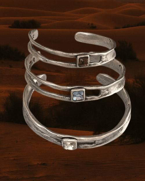 Jewelry Modernist Square Crystal Stone Cuff