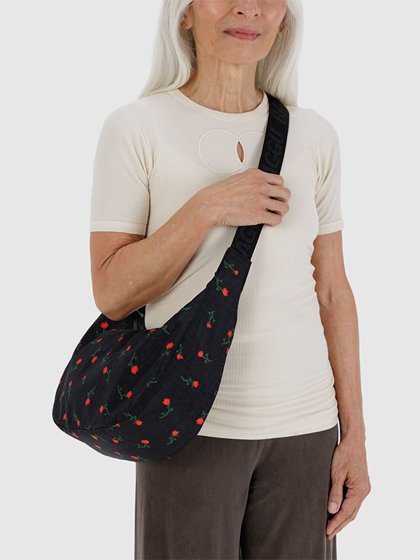 Medium Nylon Crescent Bag: Painted Wildflower