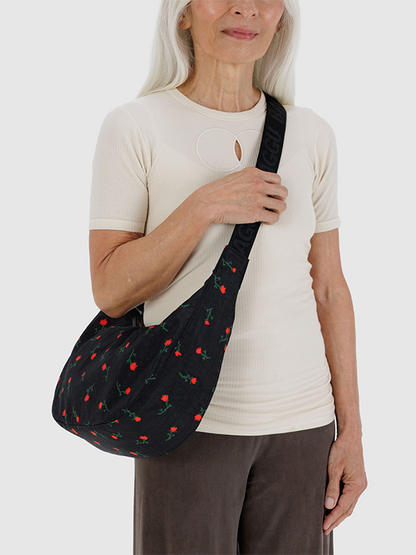 Medium Nylon Crescent Bag: Painted Wildflower