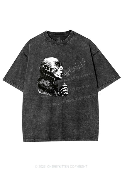 Halloween Vampire Blowing Dandelion Y2K Shirts Washed Tee Cherrykitten