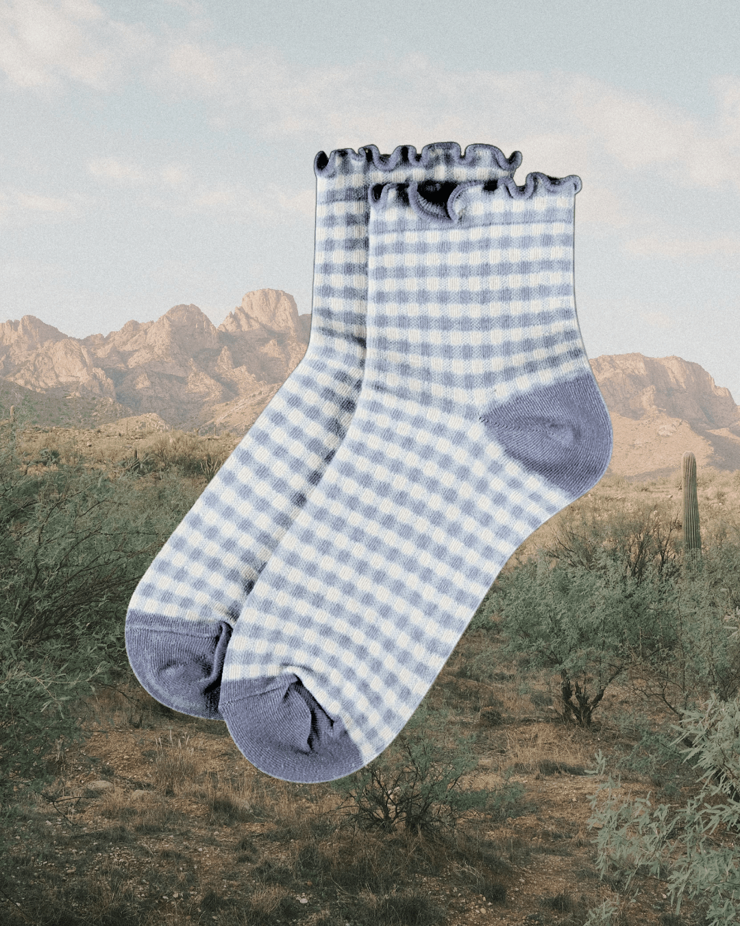 Gingham Anklet - Denim