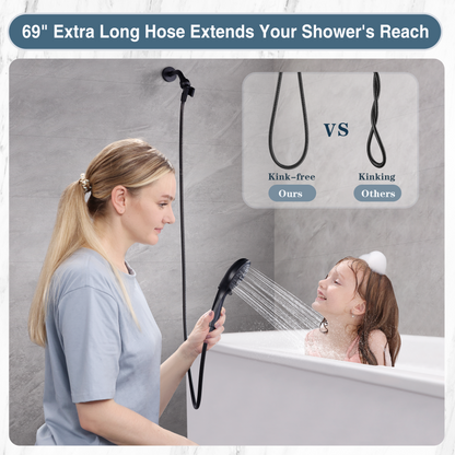 Handheld Shower Head, 9-Spray Showerhead with 69" Hose, Bracket