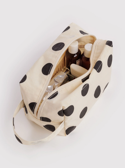 Dopp Kit: Cream and Black Polka Dot