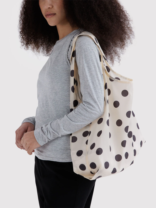 Standard Baggu: Cream and Black Polka Dot