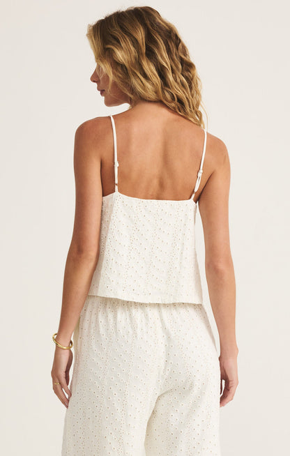 Sylvie Knit Eyelet Tank - White