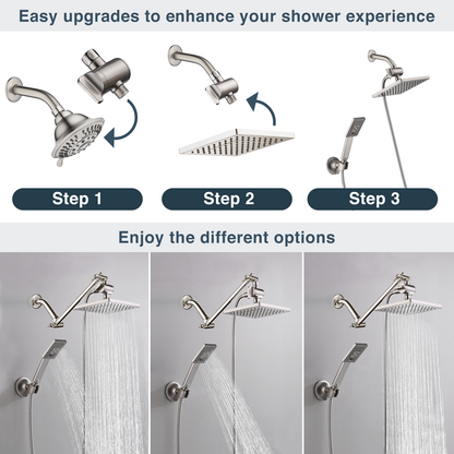 Dual Shower Head-Rain Shower Head with Handheld Shower Set, Diverter