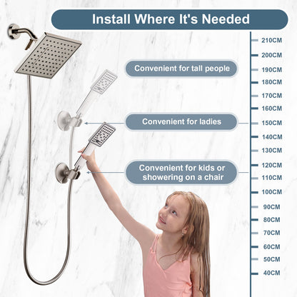 Dual Shower Head-Rain Shower Head with Handheld Shower Set, Diverter