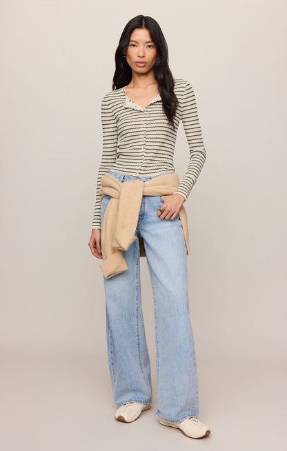 Rosanna Stripe Sweater Top - Chalk