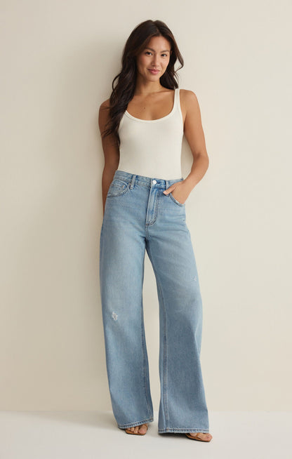 Remi High Rise Bowed Wide Denim - Cove