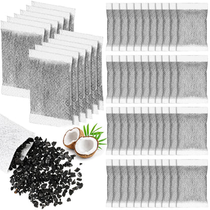 Lounsweer 100 Pcs Activated Charcoal Water Filter Coconut Shell Distiller Filters Activated Charcoal Sachets for Most Replacement Countertop Water Distillers