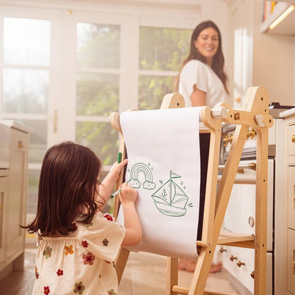 Easel Accessory Wooden Hook Over | 2-in-1 Blackboard & Paper Roll