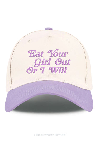 Embroidered Eat Your Girl Out Pride Y2K Color Block Baseball Cap Cherrykitten