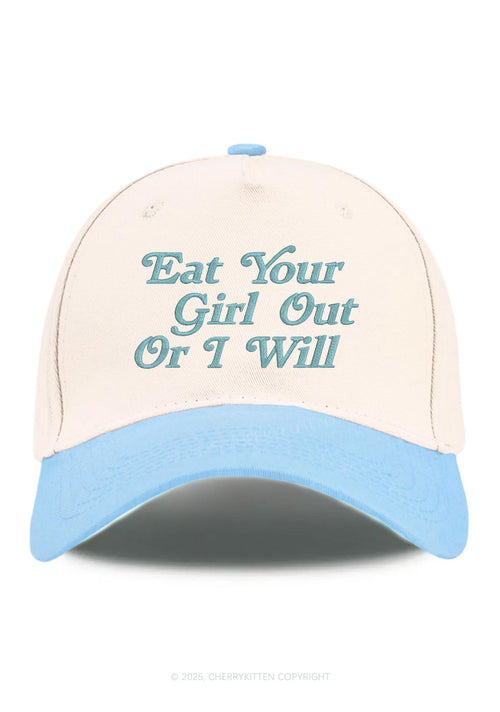Embroidered Eat Your Girl Out Pride Y2K Color Block Baseball Cap Cherrykitten