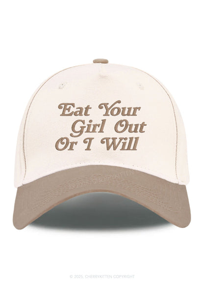 Embroidered Eat Your Girl Out Pride Y2K Color Block Baseball Cap Cherrykitten