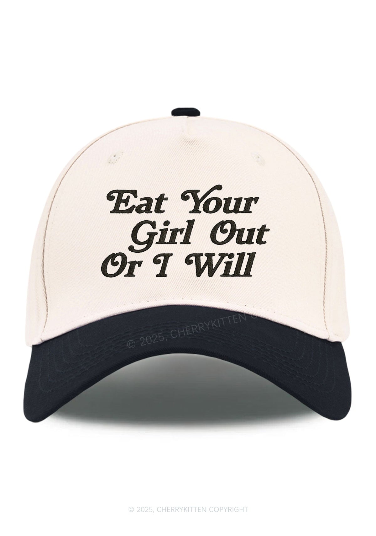 Embroidered Eat Your Girl Out Pride Y2K Color Block Baseball Cap Cherrykitten