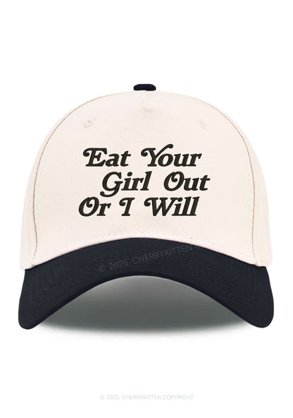 Embroidered Eat Your Girl Out Pride Y2K Color Block Baseball Cap Cherrykitten