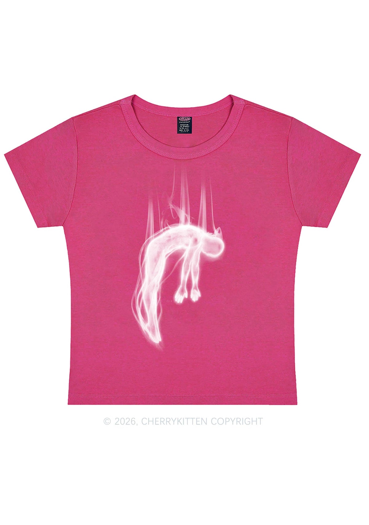 Halloween Blue Falling Ghost Y2K Baby Tee Cherrykitten