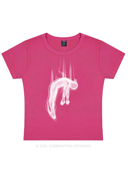 Halloween Blue Falling Ghost Y2K Baby Tee Cherrykitten