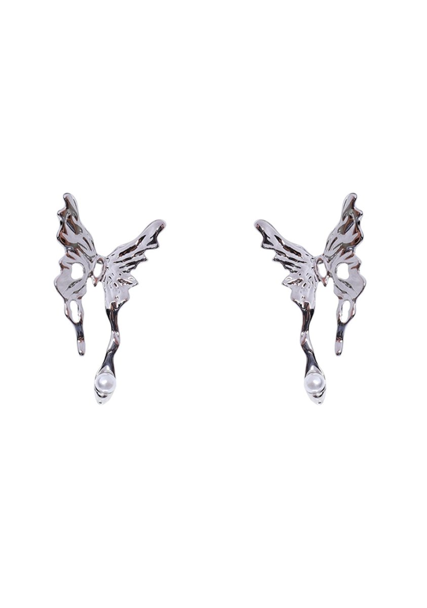 Elegant Butterfly Silver Earnail Earrings