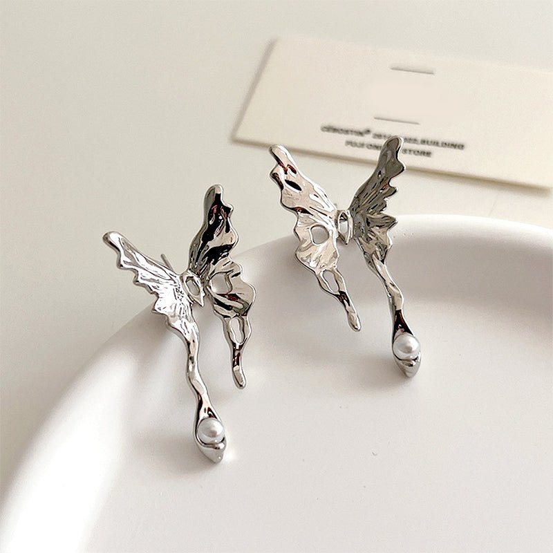 Elegant Butterfly Silver Earnail Earrings