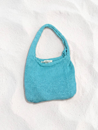 Mini Knit Tote Bag: Aqua