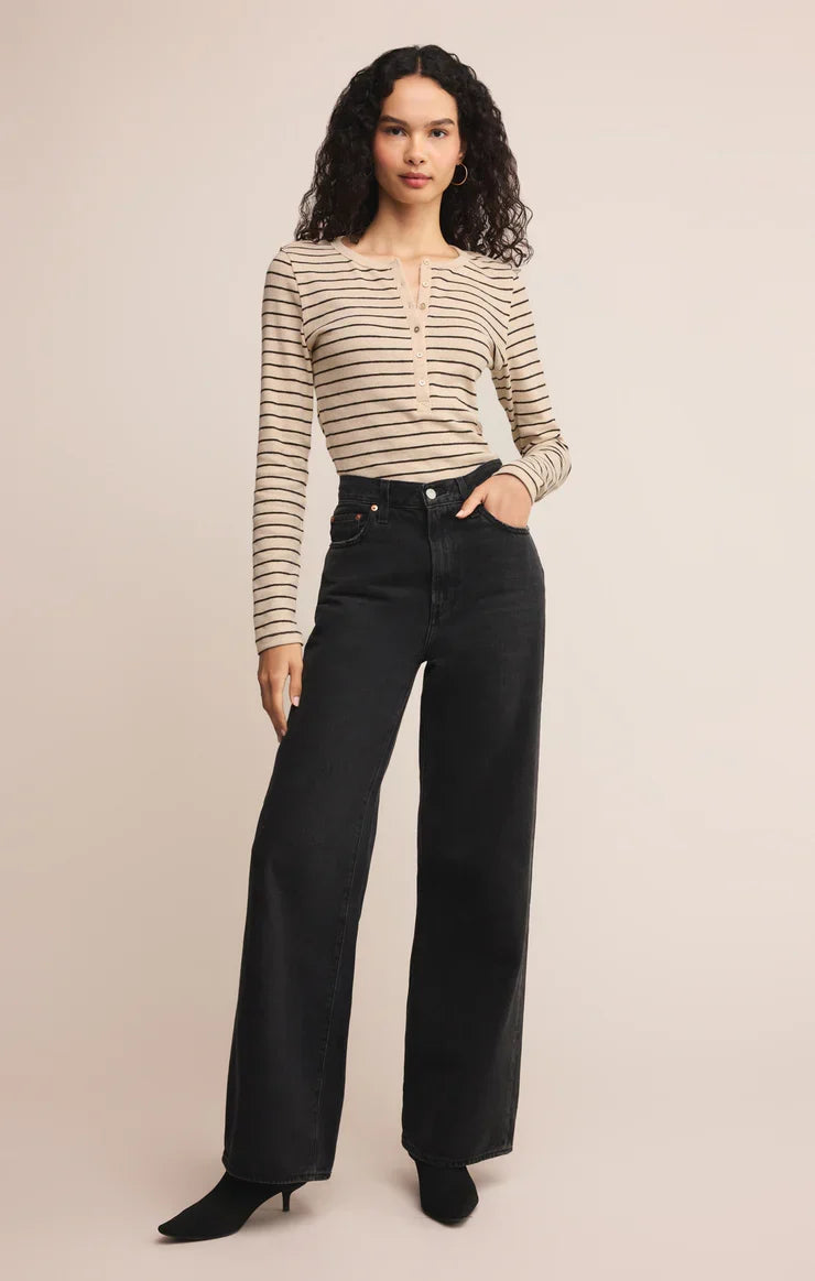 Eve Stripe Henley Long Sleeve
