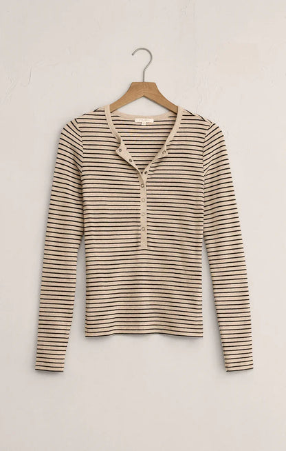 Eve Stripe Henley Long Sleeve