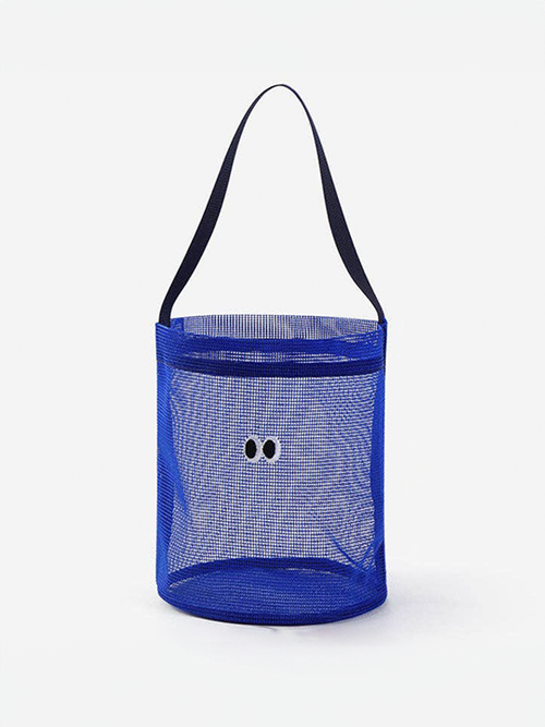 Googly Eyes Mesh Beach Bucket Bag: Blue
