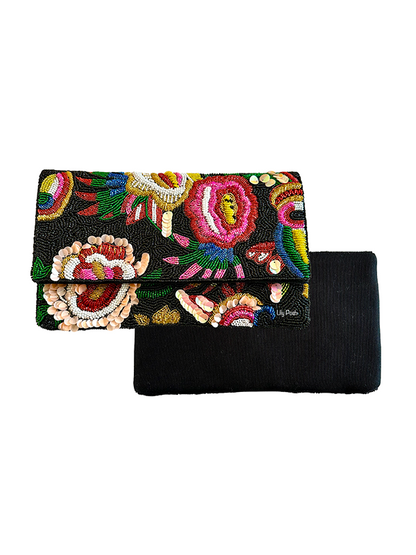 Beaded Clutch Crossbody Bag: Floral