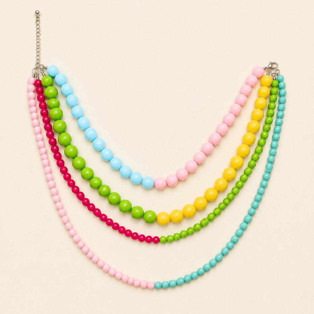 Multi Resin Beaded Layered Necklace