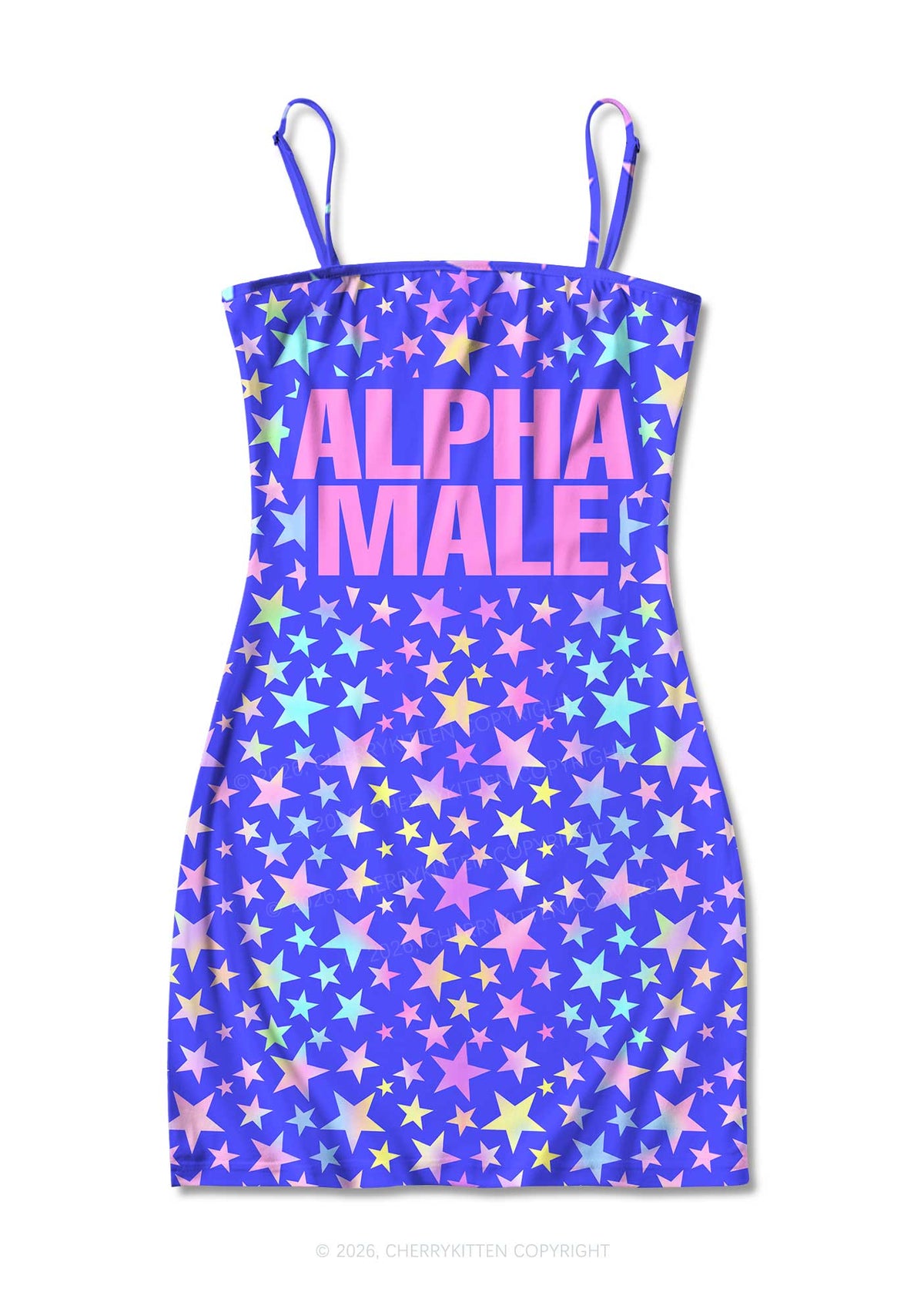 Purple Alpha Male Y2K Print Slip Dress Cherrykitten
