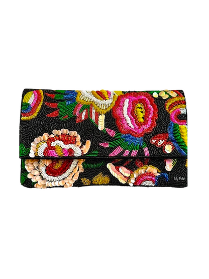 Beaded Clutch Crossbody Bag: Floral