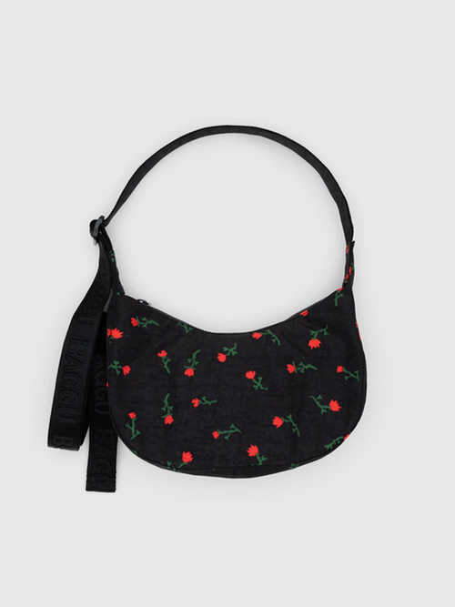 Small Nylon Crescent Bag: Painted Wildflower