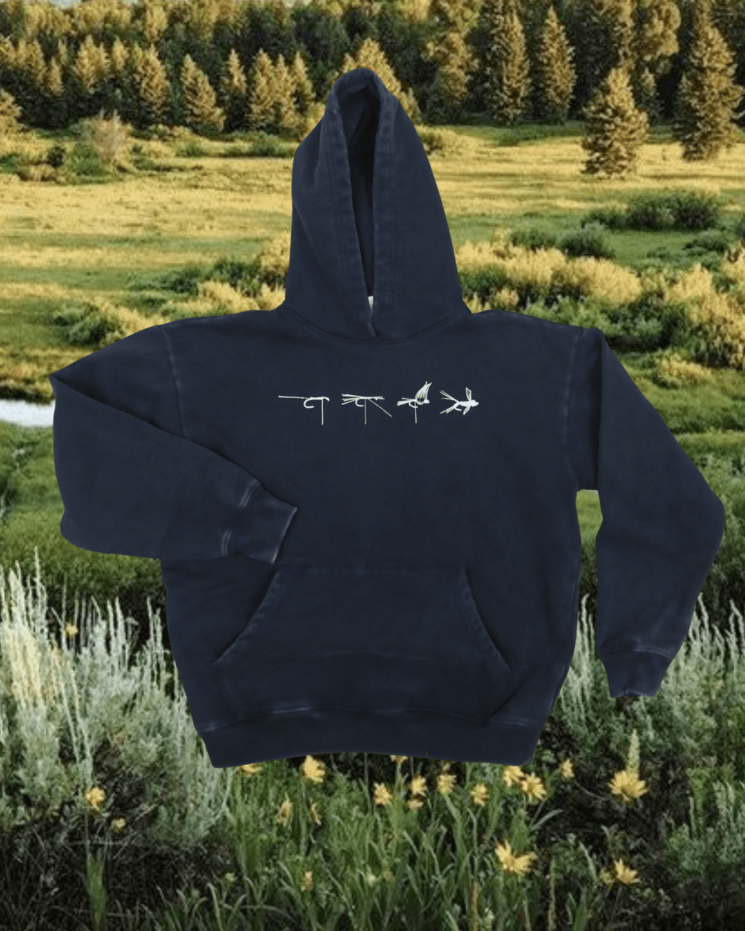 "Fly Tie" Hoodie in Vintage Black