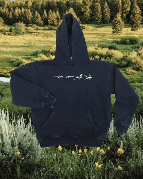 "Fly Tie" Hoodie in Vintage Black