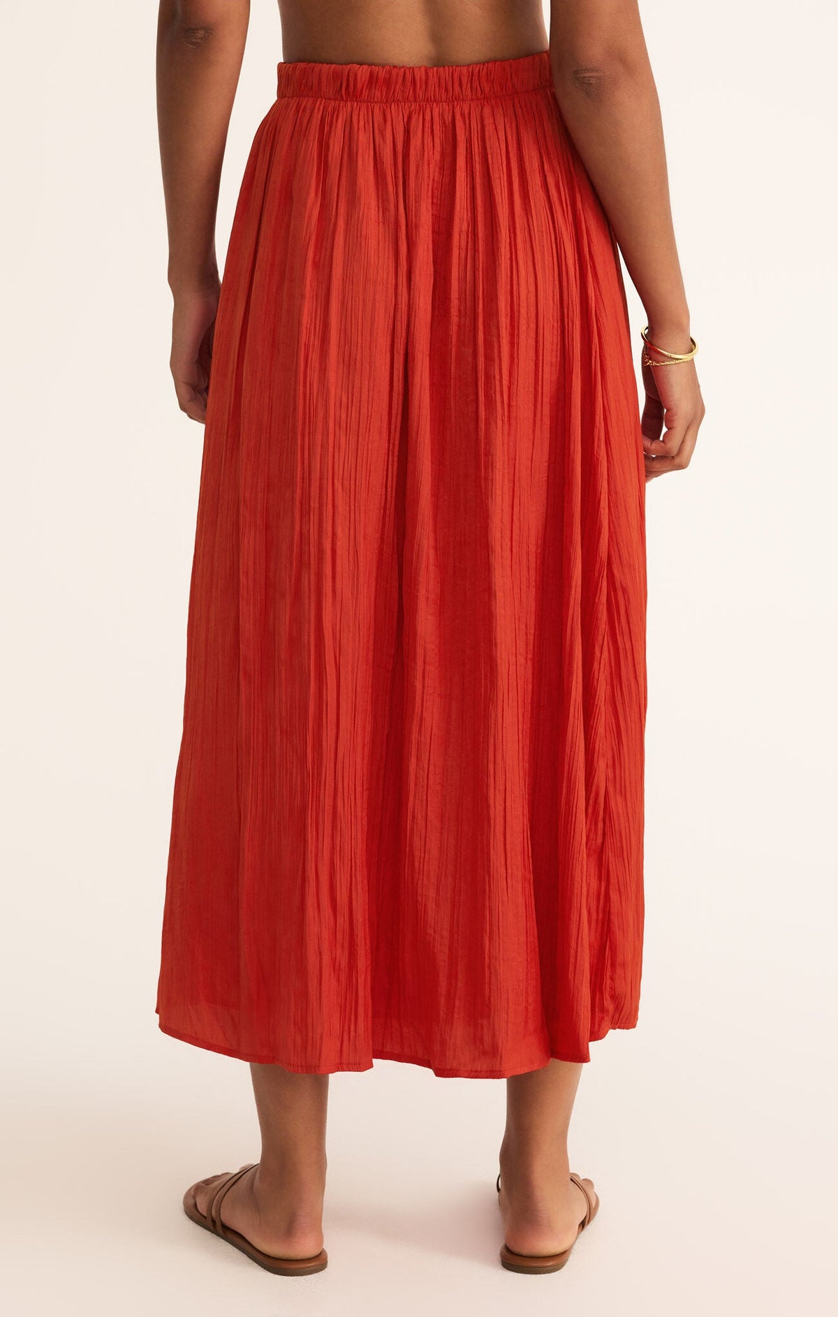 Nicoline Crinkle Midi Skirt Cabana Red