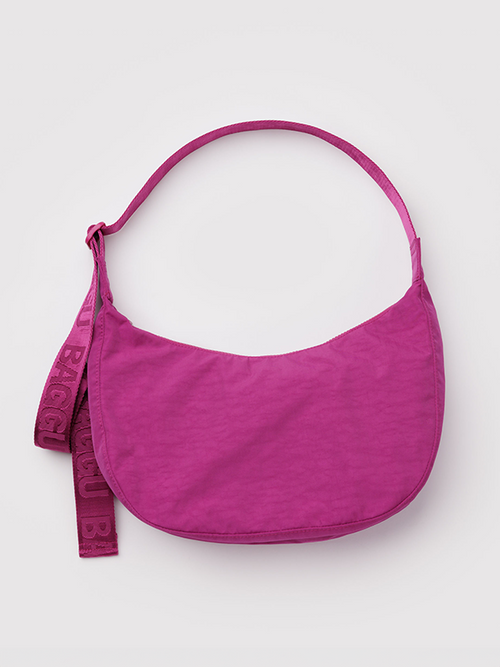 Medium Nylon Crescent Bag: Deep Fuchsia