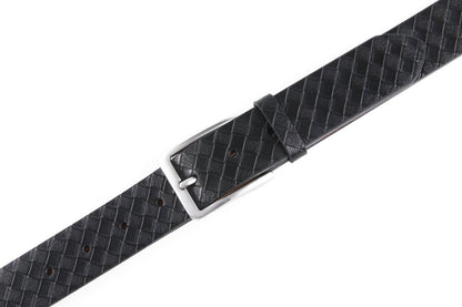 Genuine Split Leather Belt for Men – Brushed Buckle, 1.3" Strap