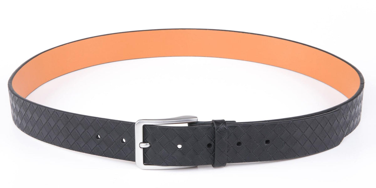 Genuine Split Leather Belt for Men – Brushed Buckle, 1.3" Strap